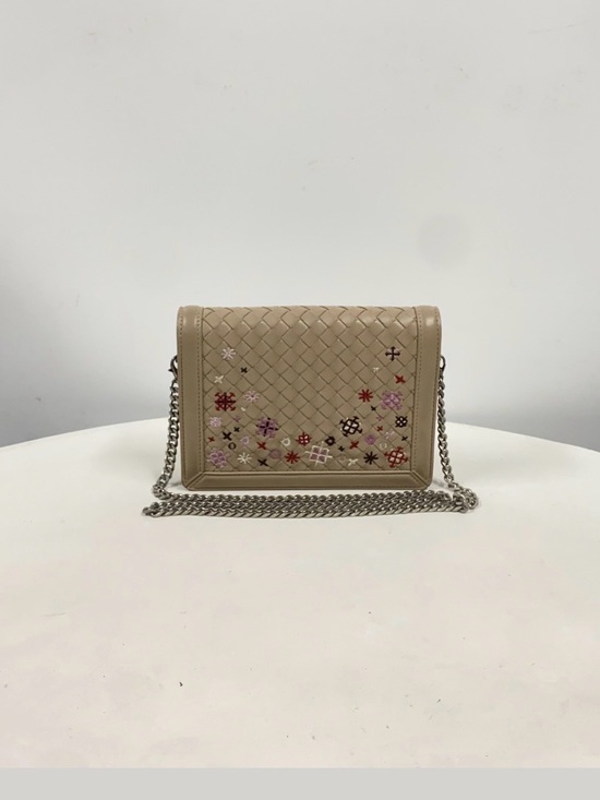 Bottega Veneta Handbags - Bottega Veneta Leather Crossbody Bag with Floral Embroidery - Beige